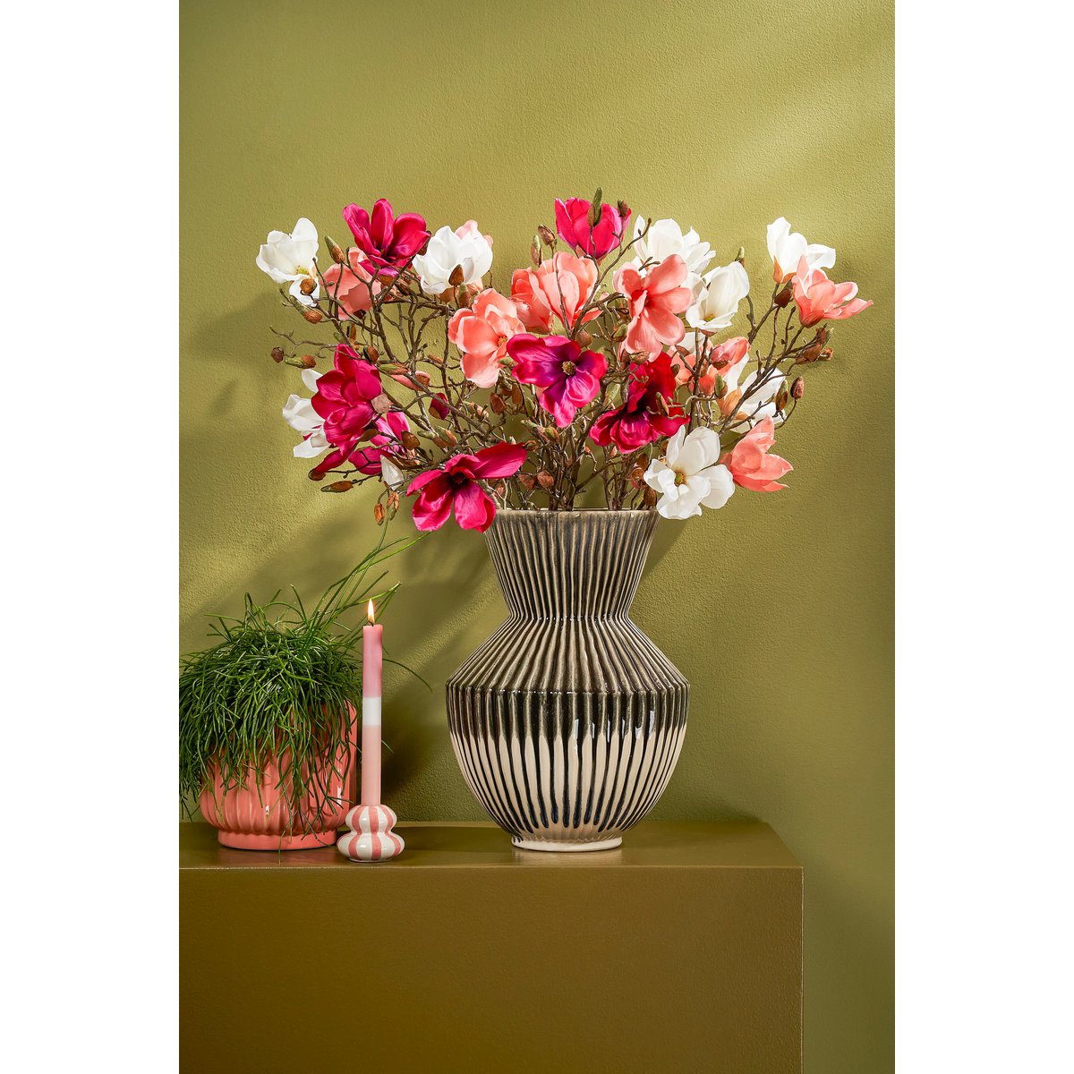 Artificial Magnolia Flower - H88 cm - Peach