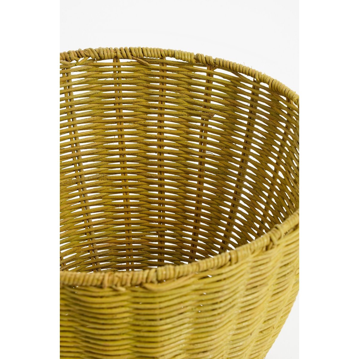 Storage Basket with Lid - Set of 2 - H48 x Ø30 cm - Rattan - Yellow