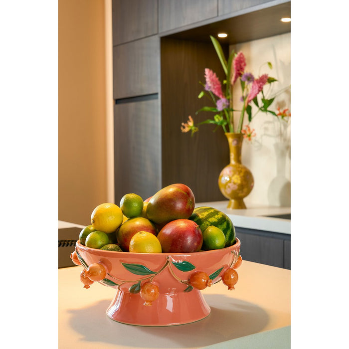 Melika Decoratie Schaal - H16 x Ø39 cm - Keramiek - Roze