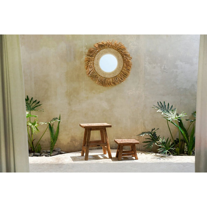 De Raffia Kauri Spiegel - Natuurlijk Wit