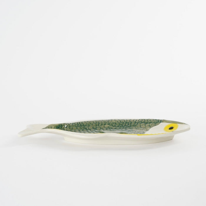 Bord Vis - L29 x B14 x H2 cm - Keramiek - Donkergroen