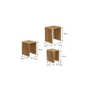Yonker Side Table - Set of 3 - L44 x W34 x H50 cm - Recycled Wood - Brown
