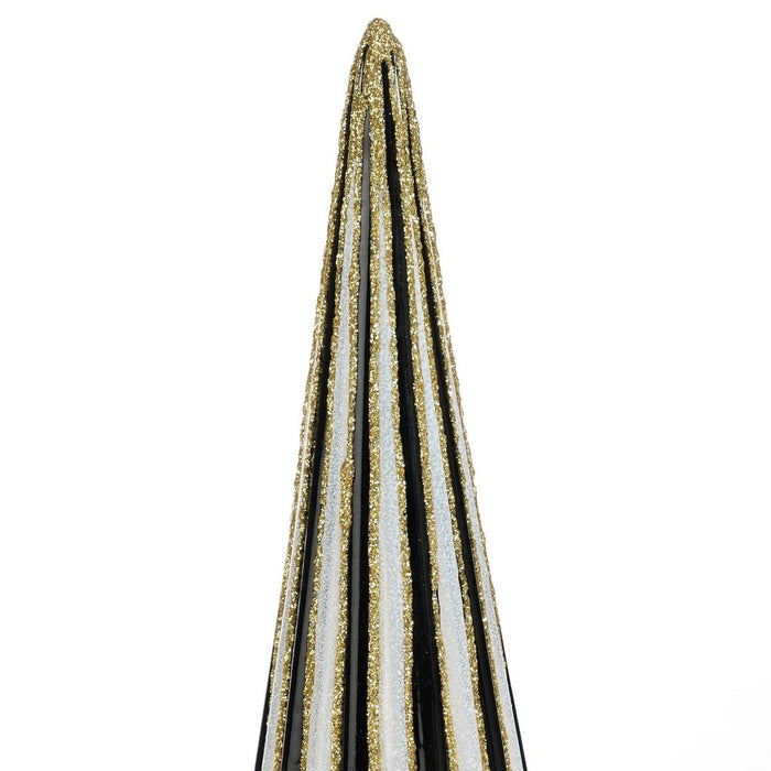 Decoration Christmas tree - H40 x Ø9 cm - Glass - White, Black