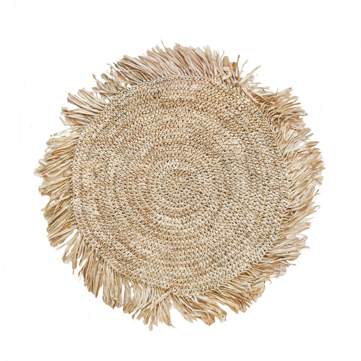 De Fringe Raffia Placemat Round - Naturel