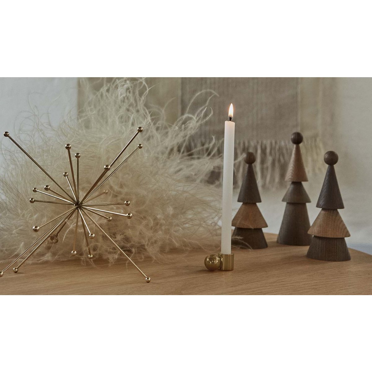 Palloa massief messing kandelaar - laag