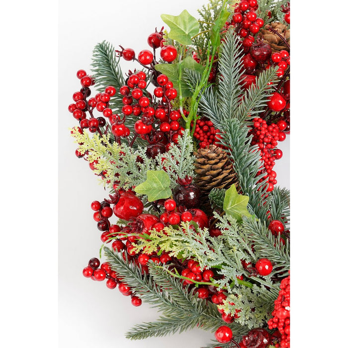 Norah Christmas wreath with pine cones - H11 x Ø40 cm - Red