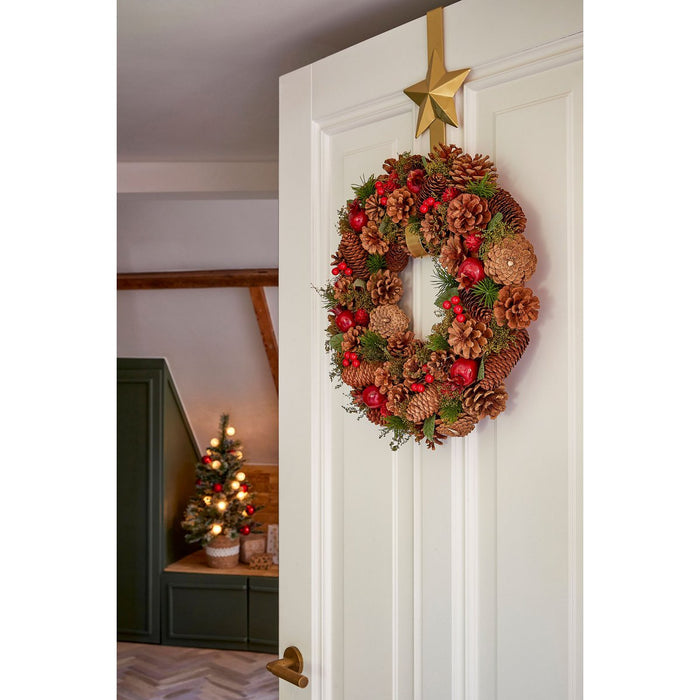 Landon Christmas wreath with pine cones - H9 x Ø45 cm - Brown