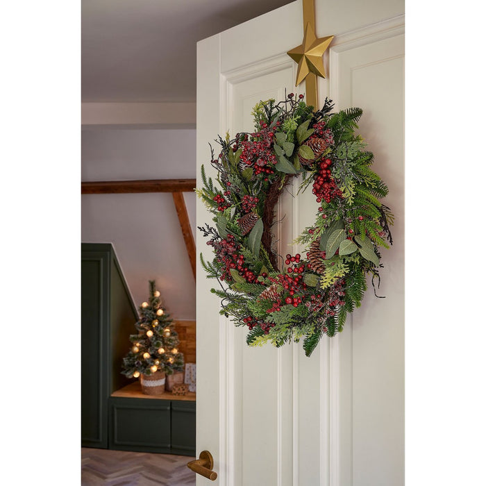 Bodi Christmas wreath with pine cones - H11 x Ø40 cm - Bordeaux