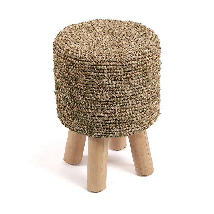 De Raffia Tressed Stool - Jungle Groen