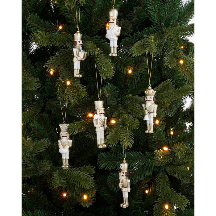 Christmas Ornament Nutcracker - Set 6 pieces - L4 x W2 x H11 cm - Polyester - Gold