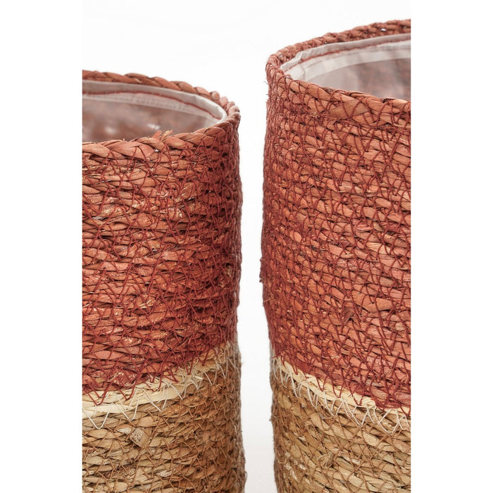 Damian Plant basket - Set of 2 - H20 x Ø20 cm - Seagrass - Red