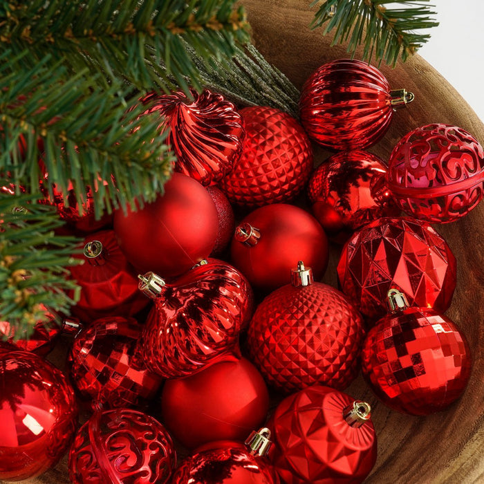 Christmas Balls Set - 60 Pieces - Ø7 cm - Unbreakable - Red