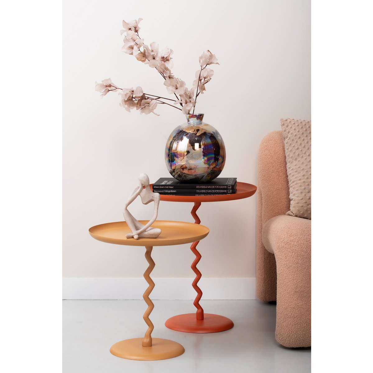 Mustard Yellow Zig Zag Side Table - Medium