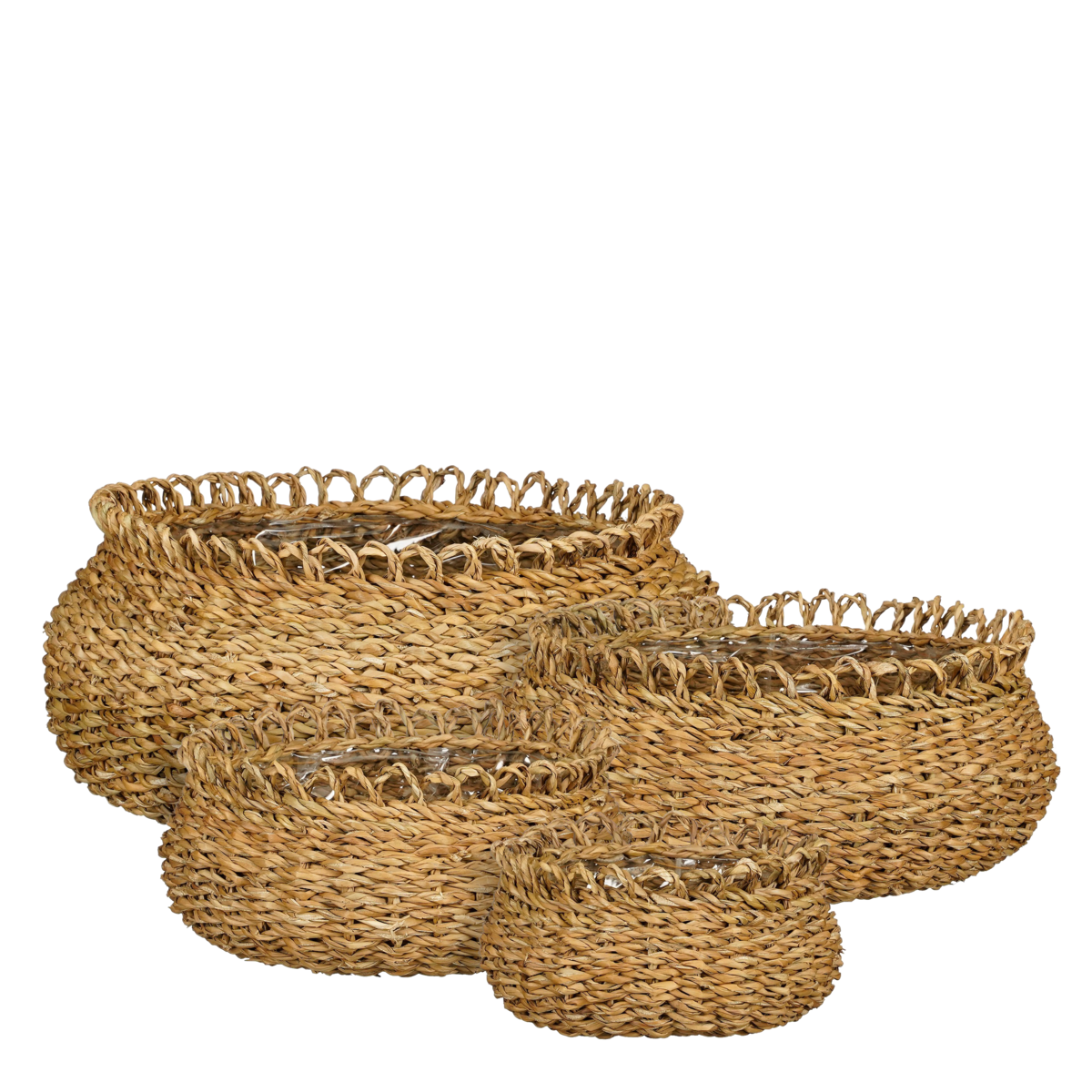 Gourdon Plantenmand - Set van 4 - H17 x Ø31 cm - Bruin