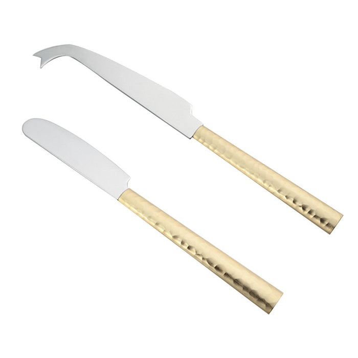SET VAN 2 GOUDEN GEHAMERDE KAASSCHENKEN
