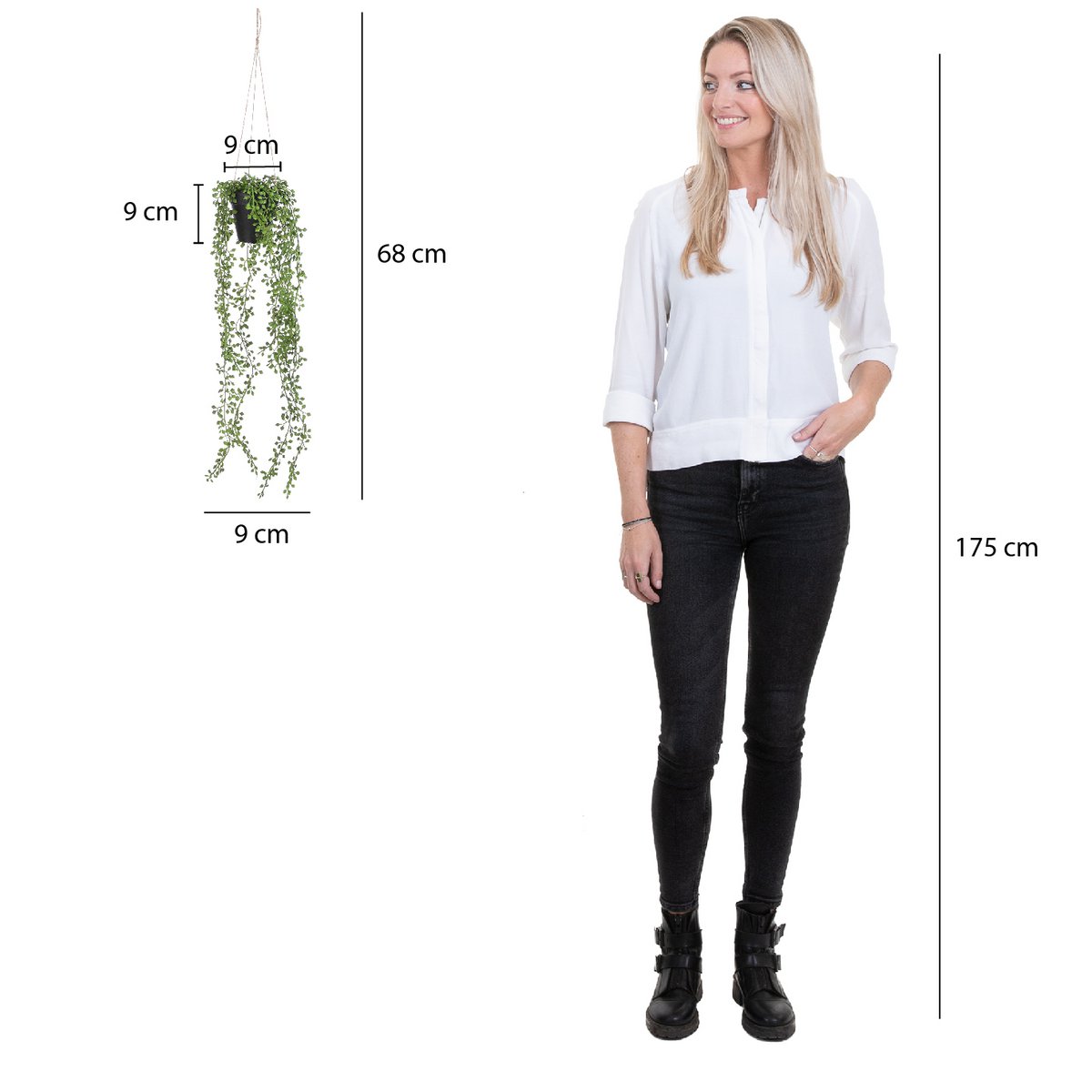 Senecio Artificial Hanging Plant in Pot - H68 x Ø9 cm - Green