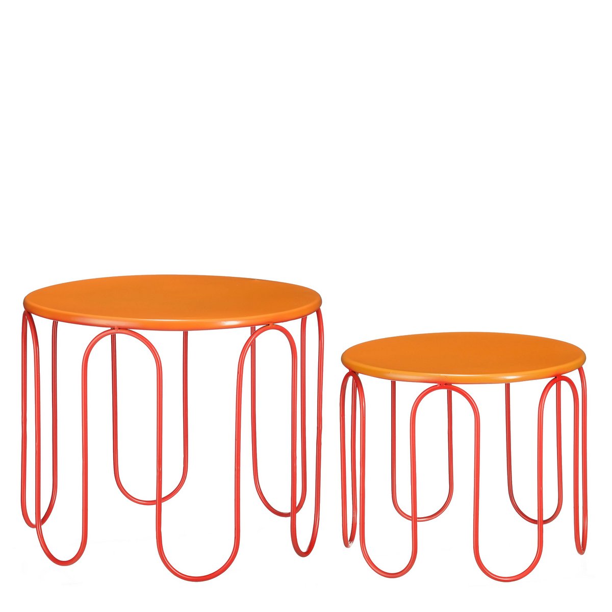 Dione side table - Set of 2 - H40 x Ø46 cm - Metal - Orange