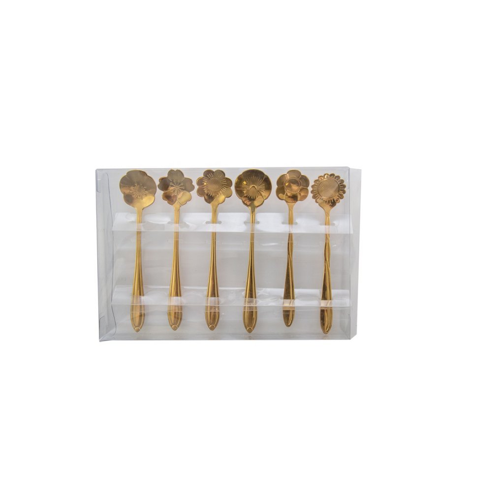 Golden Flower Cake Spoons - Set of 6