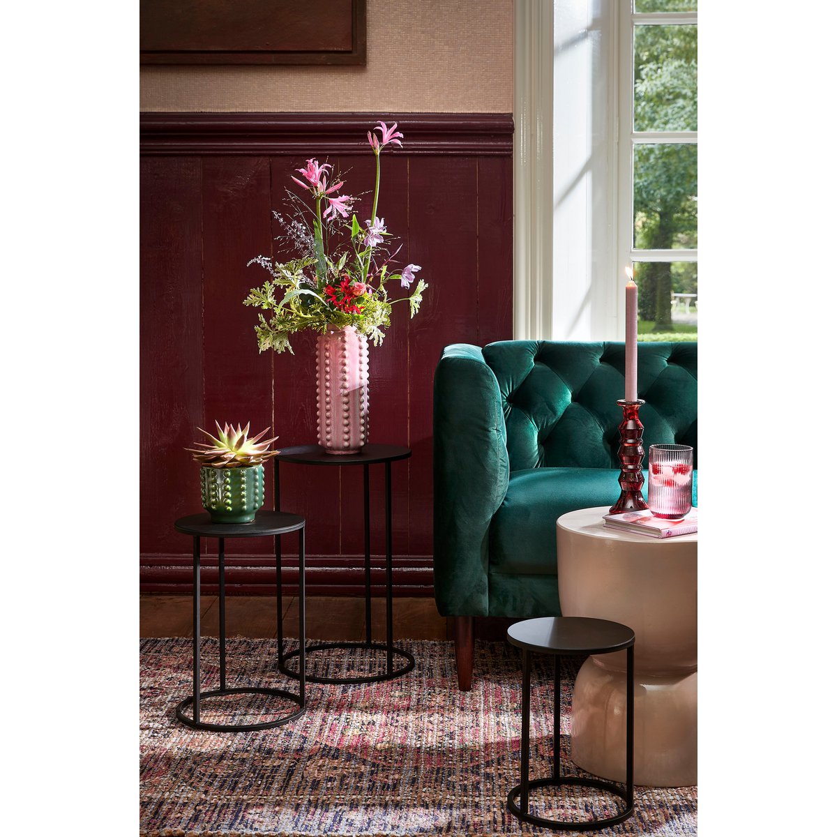 Quinty Side table - Set of 3 - H50 x Ø32 cm - Metal - Black