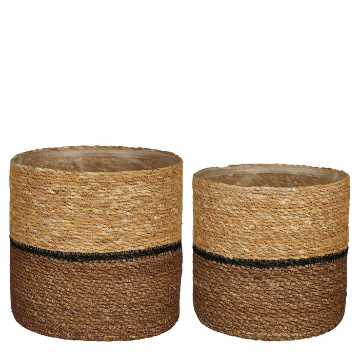 Damian Plant basket - Set of 2 - H20 x Ø20 cm - Seagrass - Brown