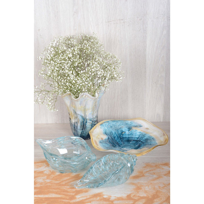 BLAUWE SCHELPEN OCEAAN KOP 27.5X12.5X15CM