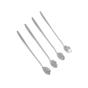 Long flower silver spoon - Lot of 4