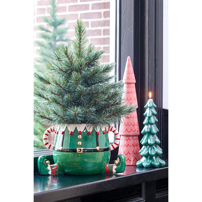 Funny Flowerpot - L28 x W19 x H17 cm - Dolomite - Green