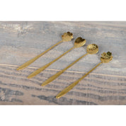 Long flower golden spoons - Lot of 4