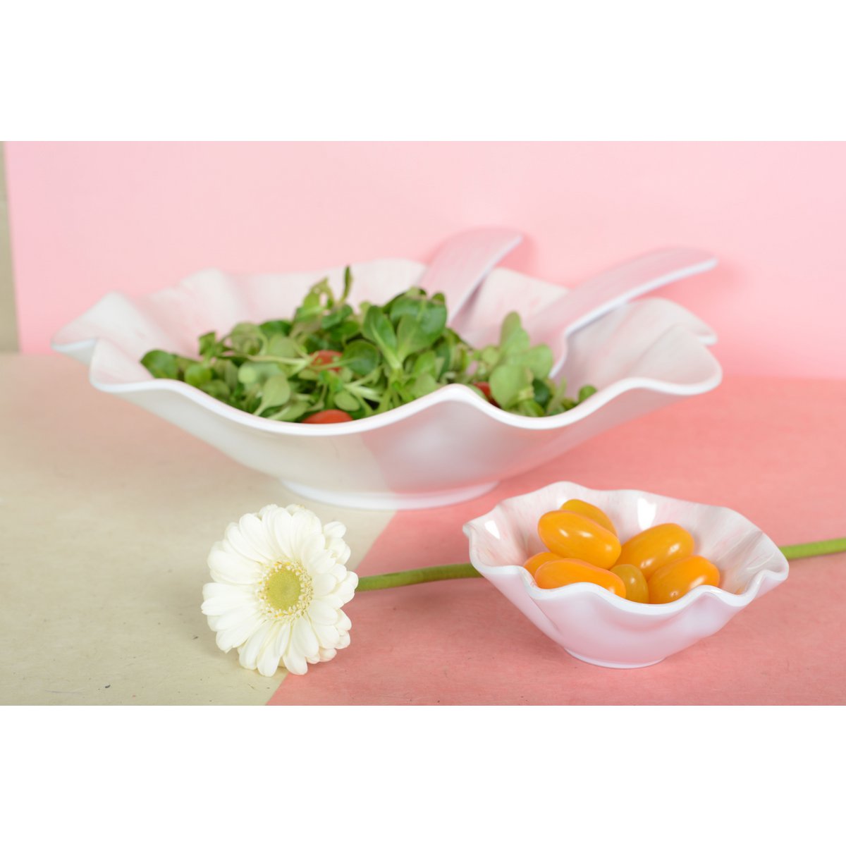 SALADIER ROSE EN MELAMINE 35X35X9CM