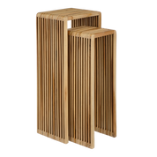 Yonker Plant Table - Set of 2 - L35 x W25 x H80 cm - Recycled Wood - Brown