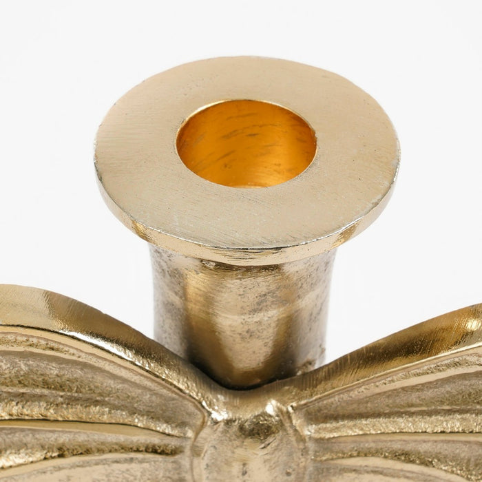 Candlestick with bow - L11 x B8 x H20 cm - Aluminum - Gold