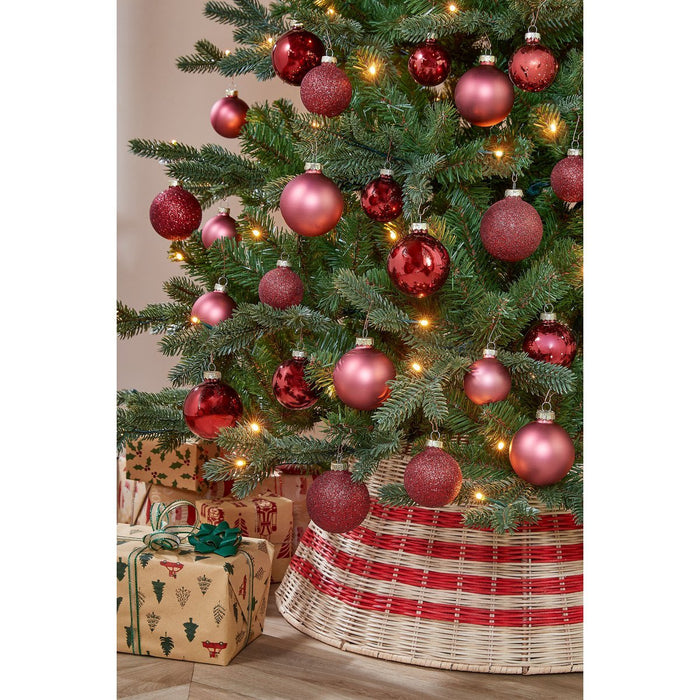 Christmas balls set - 42 pieces - Ø7 cm - Glass - Dark red