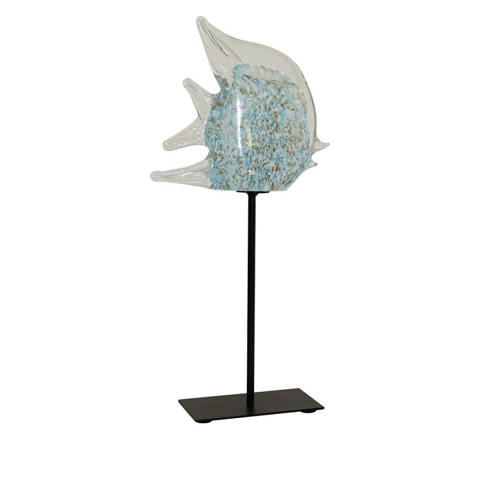 Decorative blue glass and transparent metal