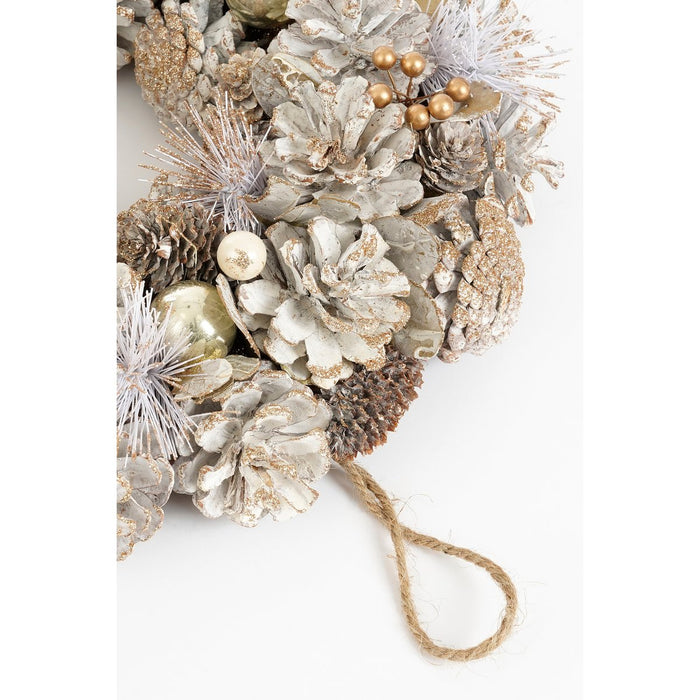 Hanley Christmas wreath with pine cones - H9 x Ø34 cm - White