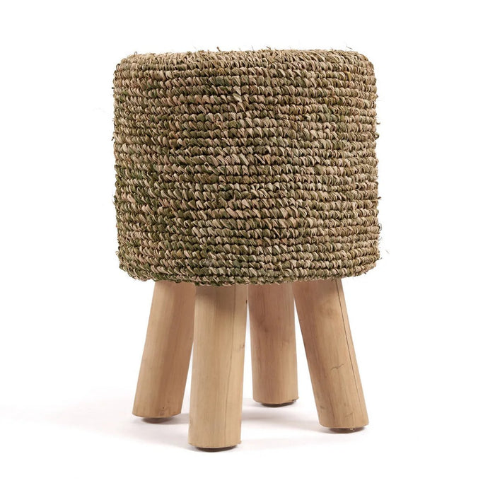 De Raffia Tressed Stool - Jungle Groen