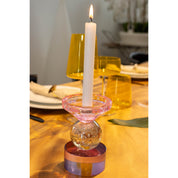 H14cm amber and purple candlestick
