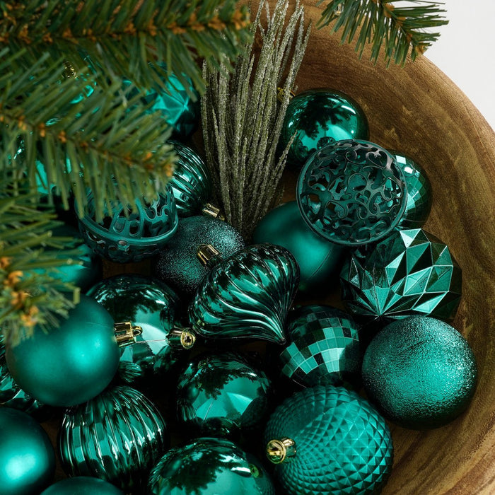 Christmas Balls Set - 60 Pieces - Ø7 cm - Unbreakable - Petrol