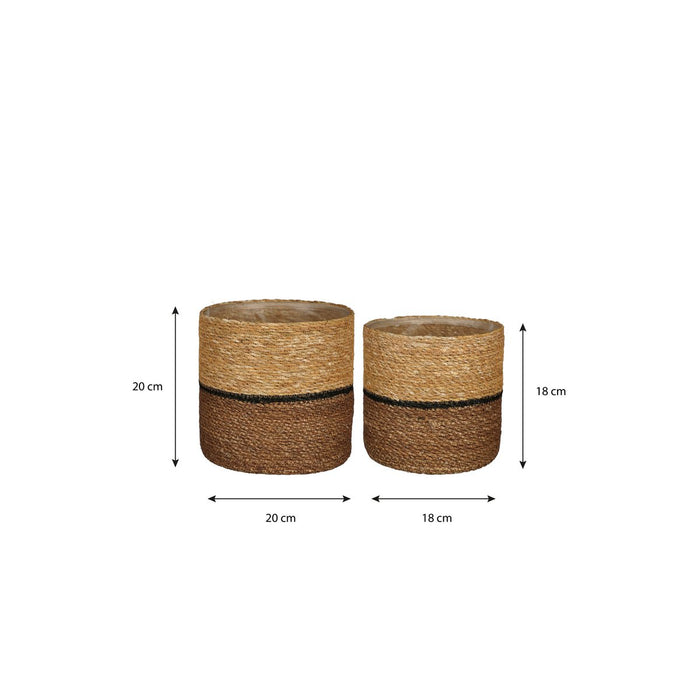 Damian Plant basket - Set of 2 - H20 x Ø20 cm - Seagrass - Brown