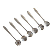 Silk -beacked flower dessert spoon - Lot of 6
