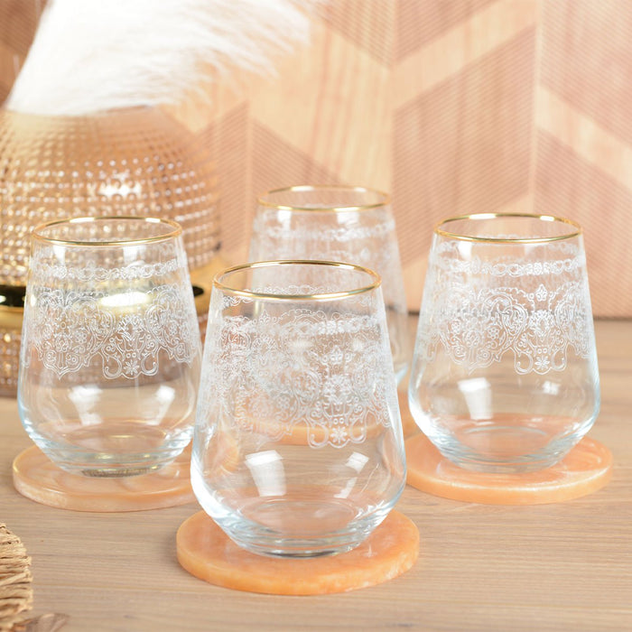 COASTER IN RESIN PEACH COLOR 10CM - SET OF 4