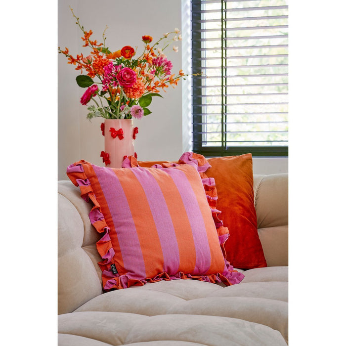 Decorative cushion - L45 x B45 x H10 cm - Cotton - Lilac, Orange