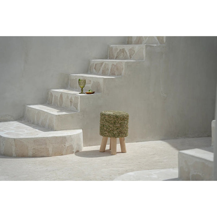 De Raffia Tressed Stool - Jungle Groen