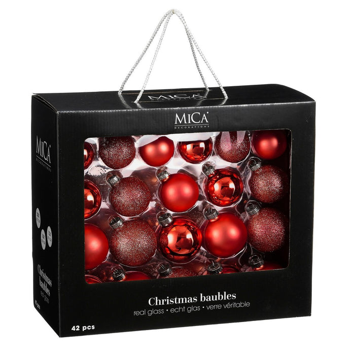 Christmas Balls Set - 42 Pieces - Ø7 cm - Glass - Red