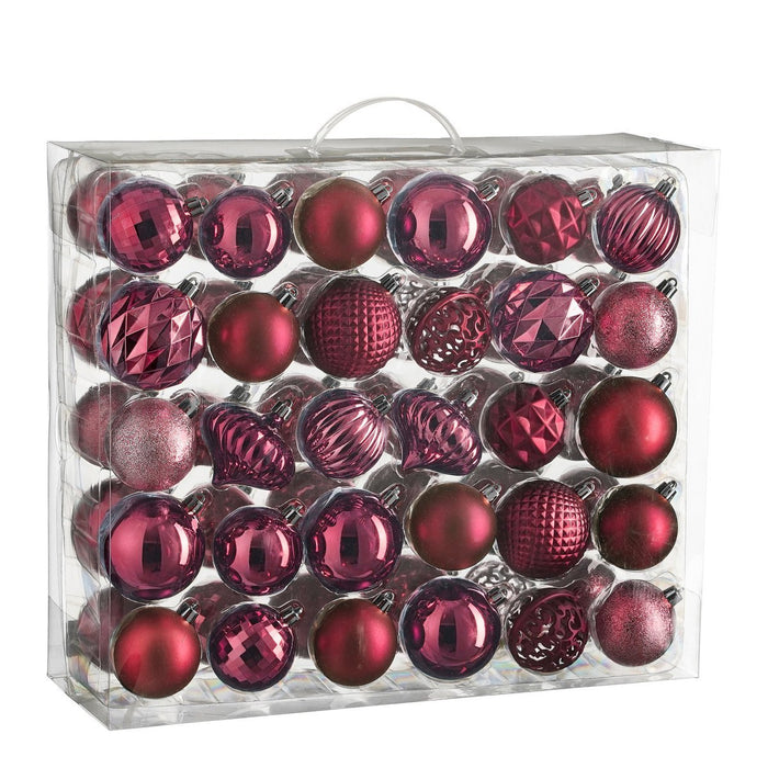 Christmas Balls Set - 60 Pieces - Ø7 cm - Unbreakable - Fuchsia