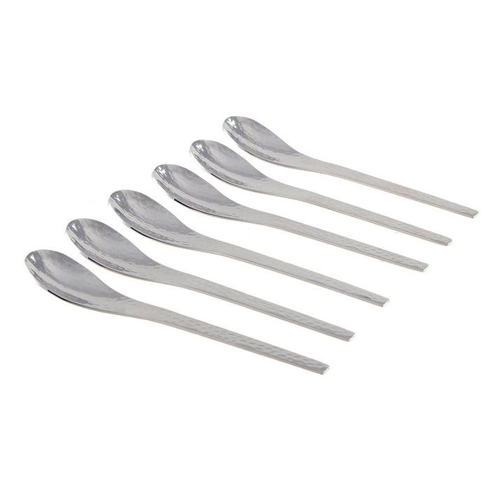 GEHAMERDE ZILVEREN LEPELS - SET VAN 6