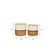Damian Plant basket - Set of 2 - H20 x Ø20 cm - Seagrass - White