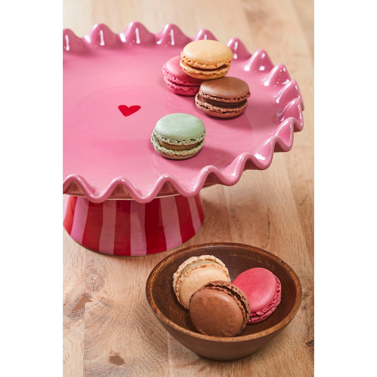 Bella Cake stand - H13 x Ø30 cm - Ceramic - Pink, Red