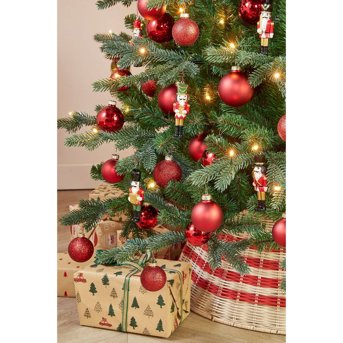 Christmas ornament Nutcracker - Set of 6 - L4 x B2 x H11 cm - Polyester - Red