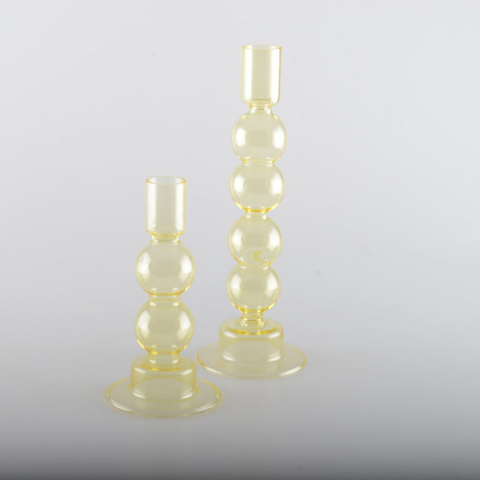 GELE BUBBEL KAARSENHOUDERS - SET VAN 2