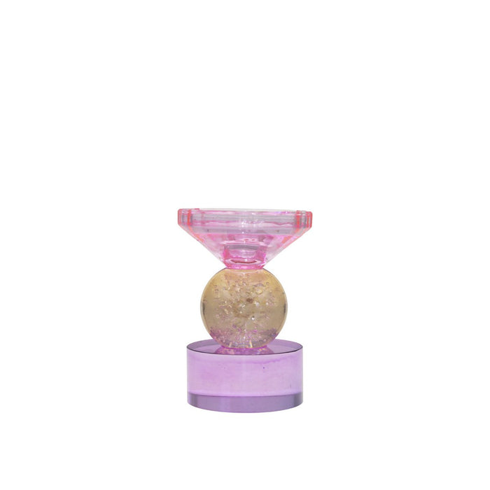 H14cm amber and purple candlestick